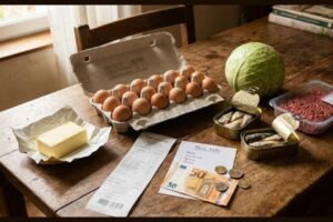 Panier de courses pour régime cétogène pas cher en France : œufs, beurre, sardines et légumes pour un menu keto à moins de 50 euros par semaine.